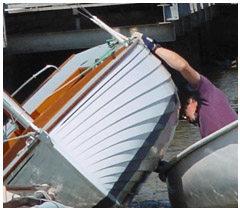 Brightlingsea One Design getting her bottom scrubbed